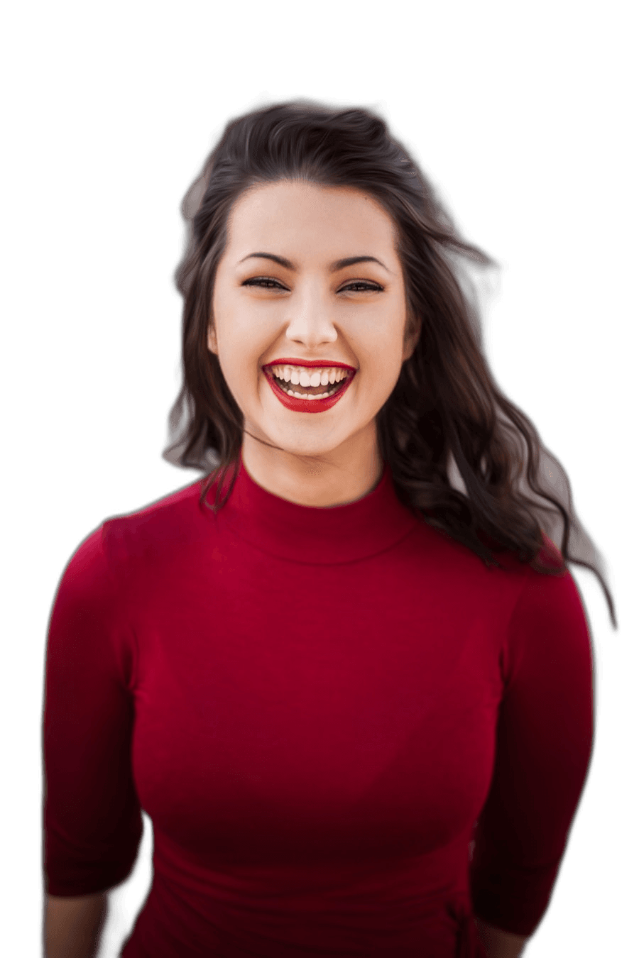 Same person with background removed on transparent checkerboard